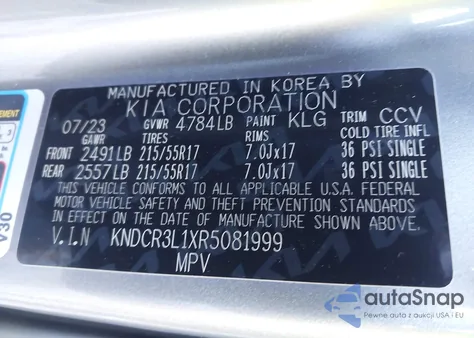 2024 Kia Niro Ev Wind z USA, uszkodzony, nr VIN KNDCR3L1XR5081999